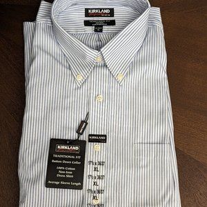 [NEW] Kirkland Signature Traditional Fit Non-Iron Dress Shirt 17.5" x 36"/37"